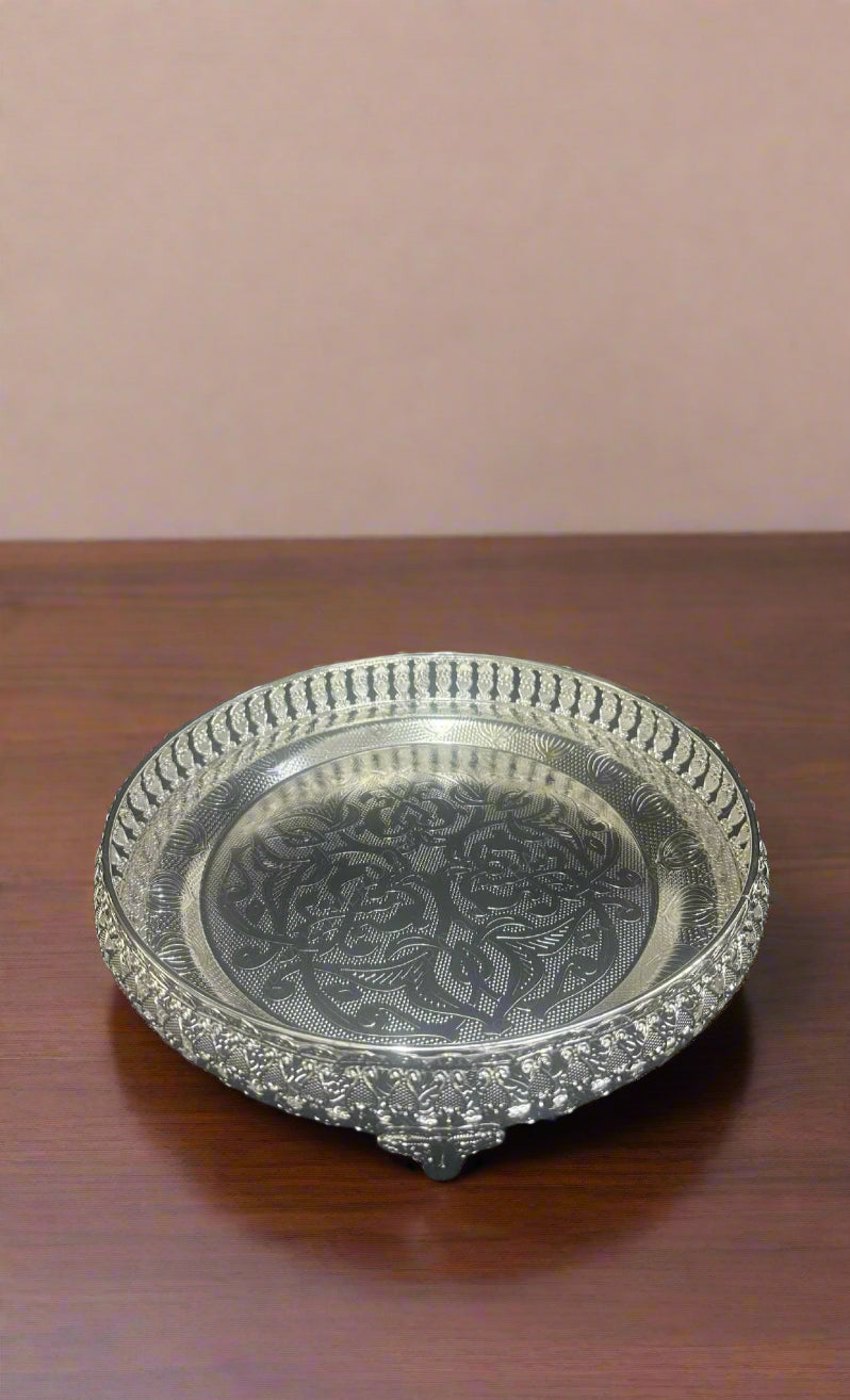 german silver 1 round tray for serving/ gift item, 12"